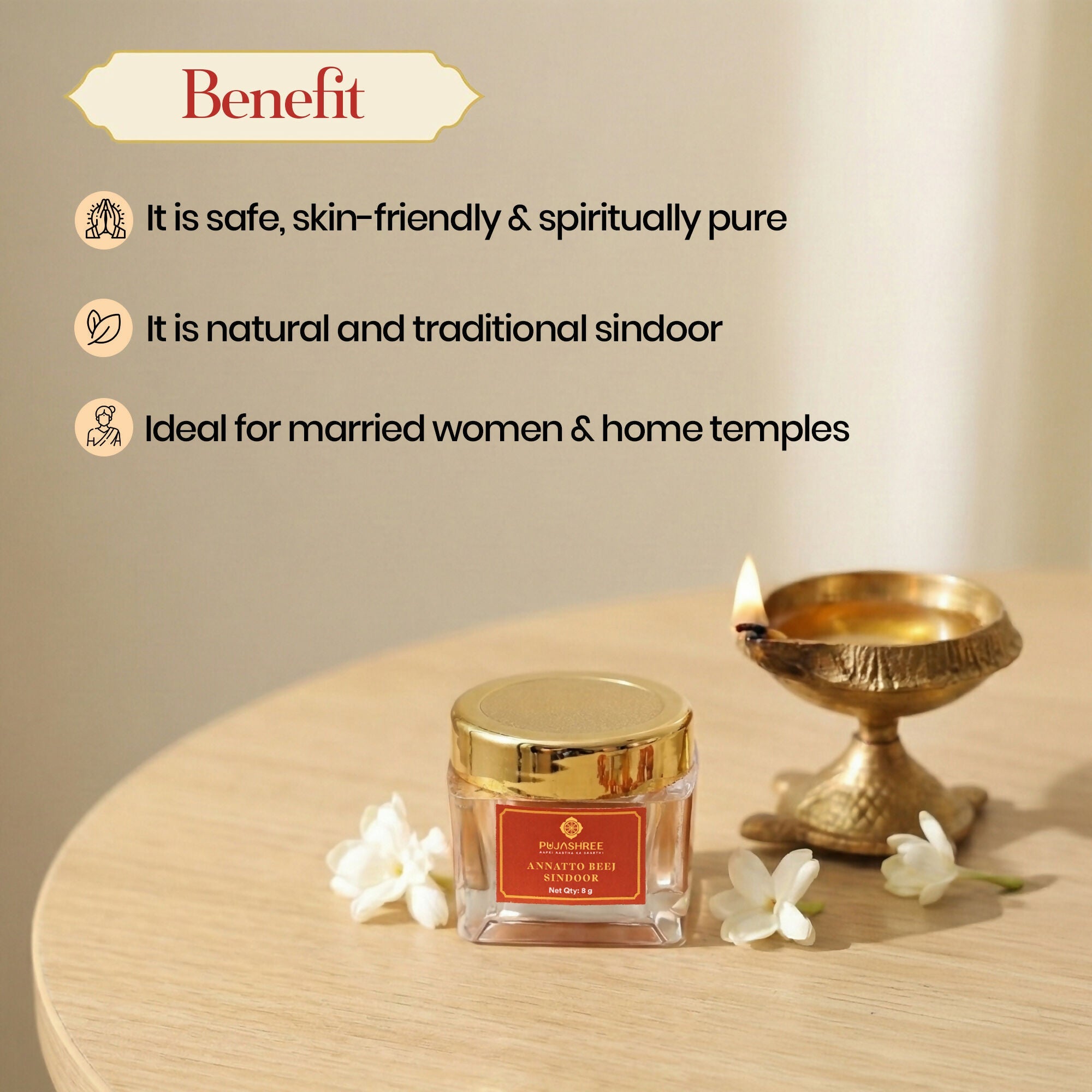 Pujashree Annatto Beez Sindoor – Traditional Sacred Sindoor for Puja & Religious Rituals