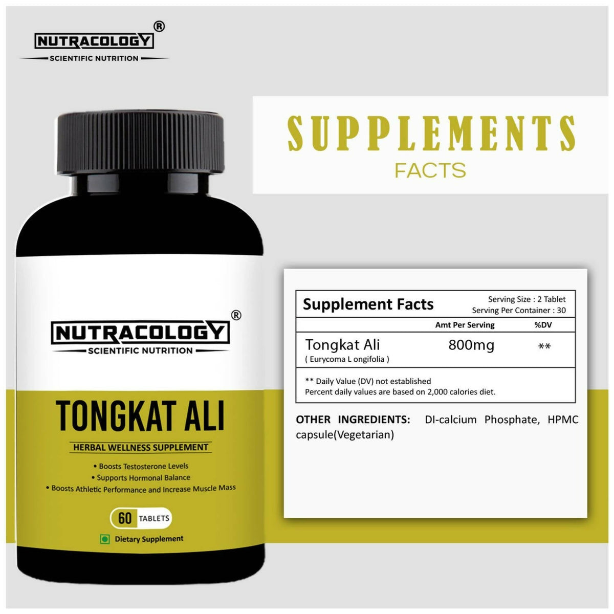 Nutracology Tongkat Ali Testosterone Booster For Stamina Energy and Endurance Tablets