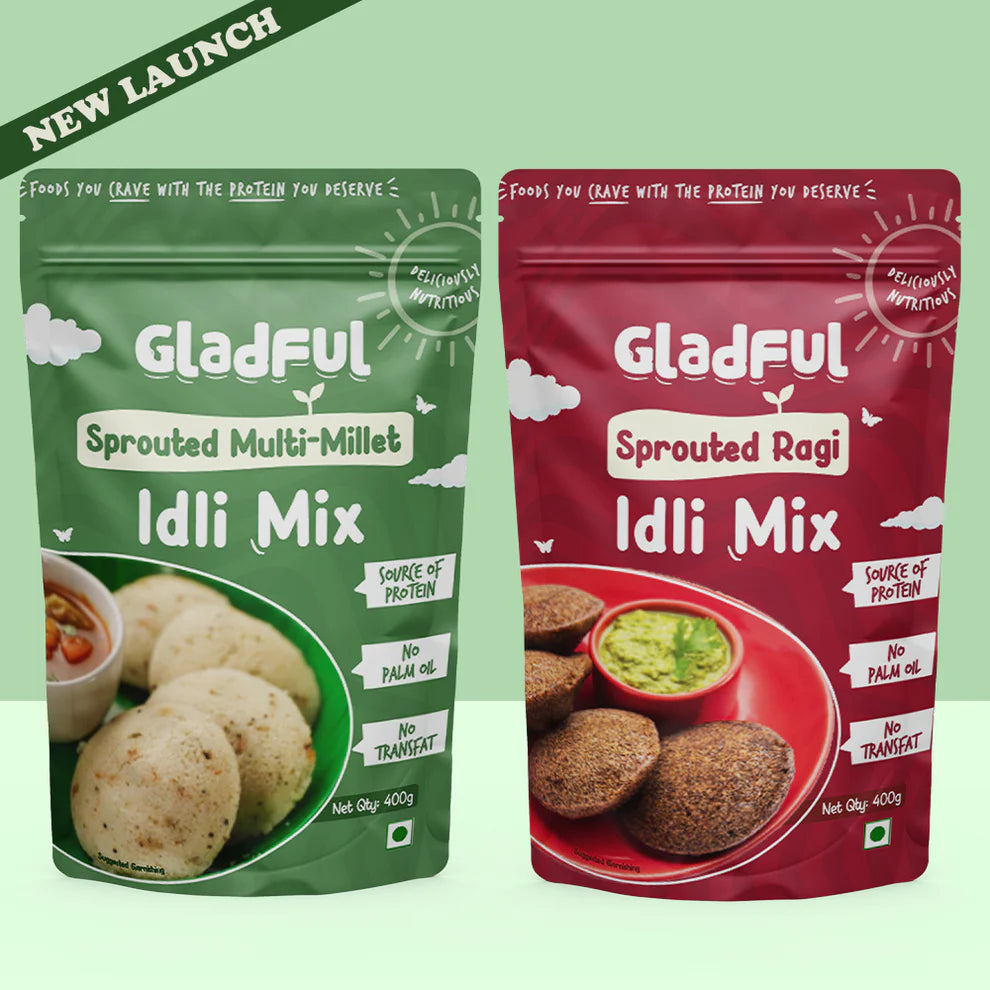 Gladful Ragi Instant Idli Mix and Multi-Millet Idli Mix - Pack of 2