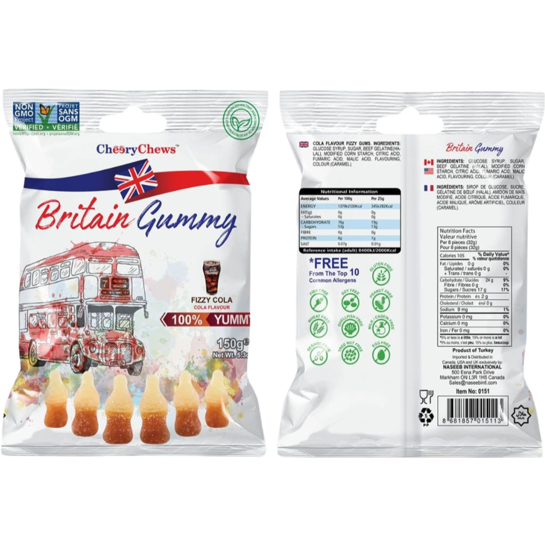 Britain Gummy Fizzy Cola 150g