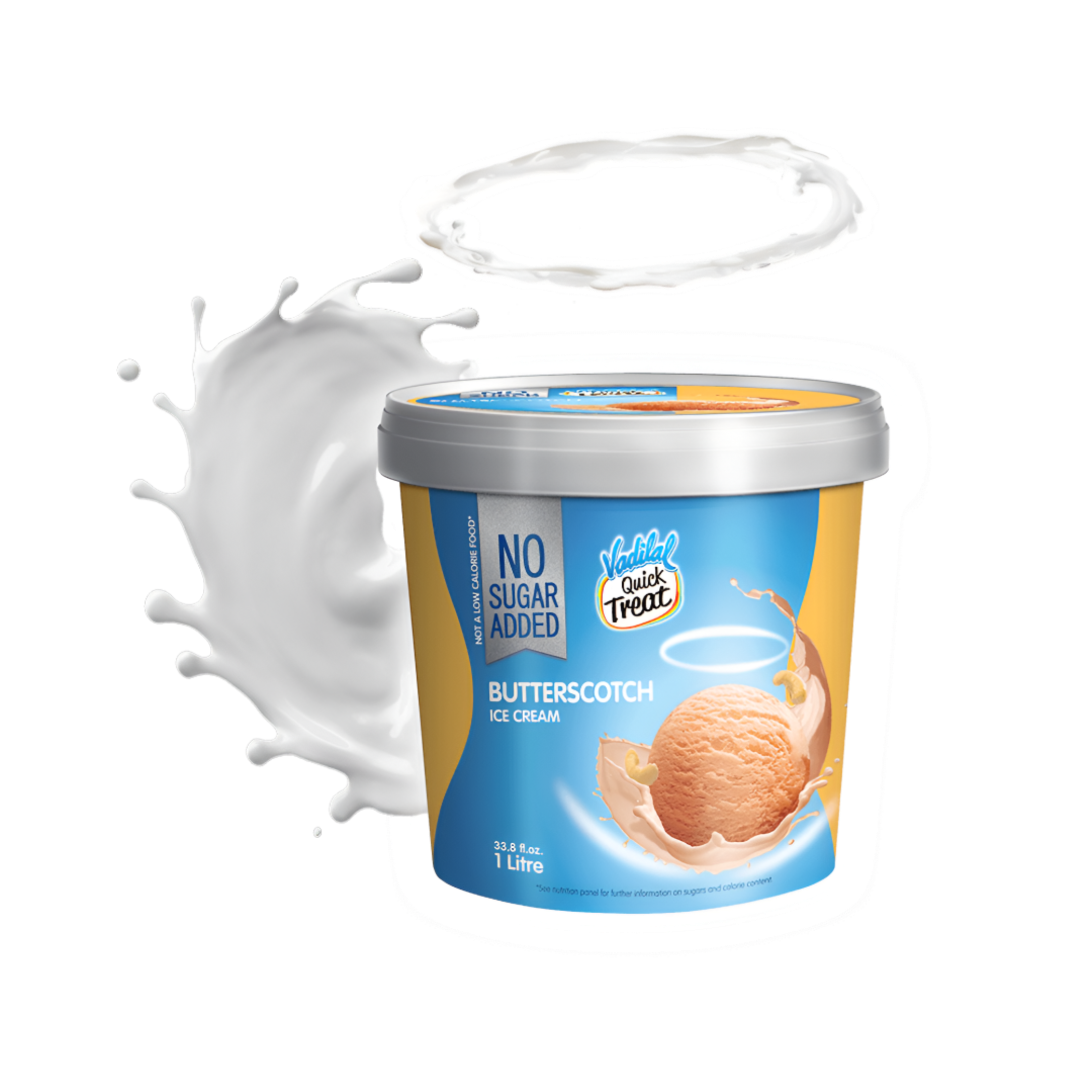 Vadilal Butter Scotch Ice Cream - No Added Sugar 1L