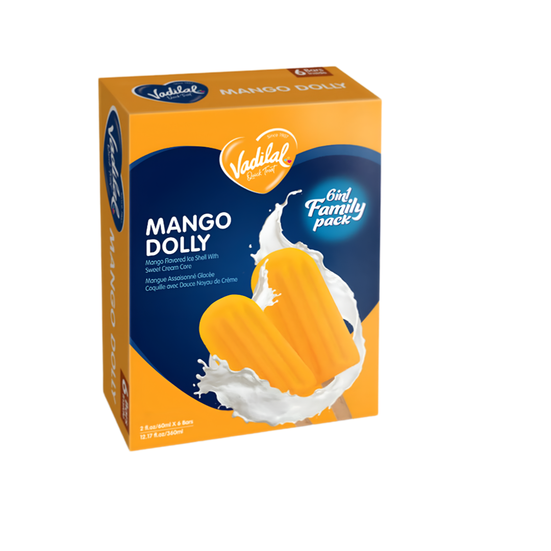 Vadilal Mango Dolly Ice Cream Family Pack (6 Bars) 360ml