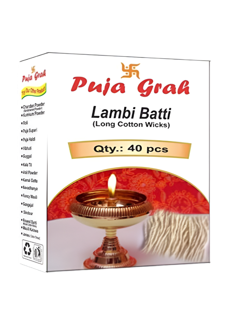 Puja Greh Lambi Batti (Long Cotton Wicks) 40Pcs