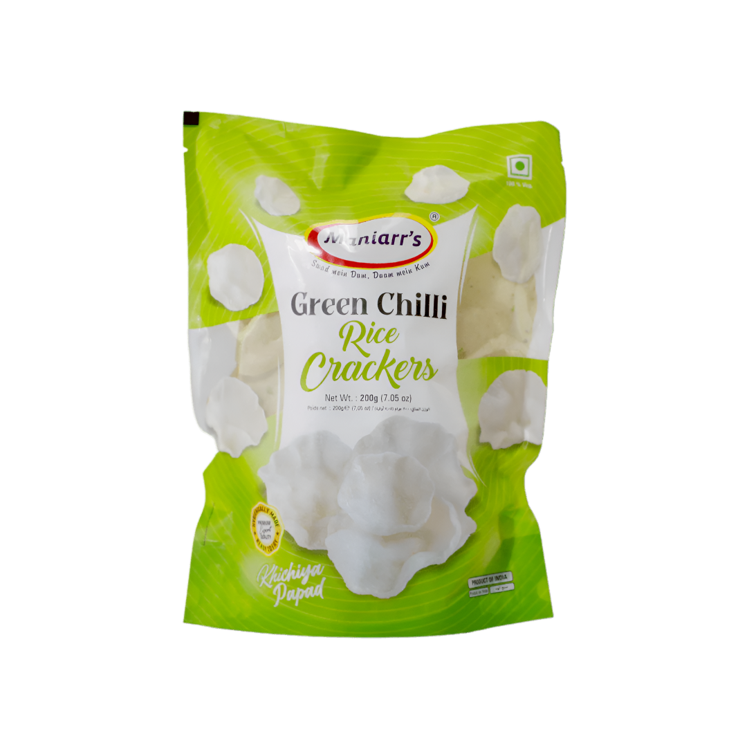 Maniarr’s Green Chilli Rice Crackers 200g