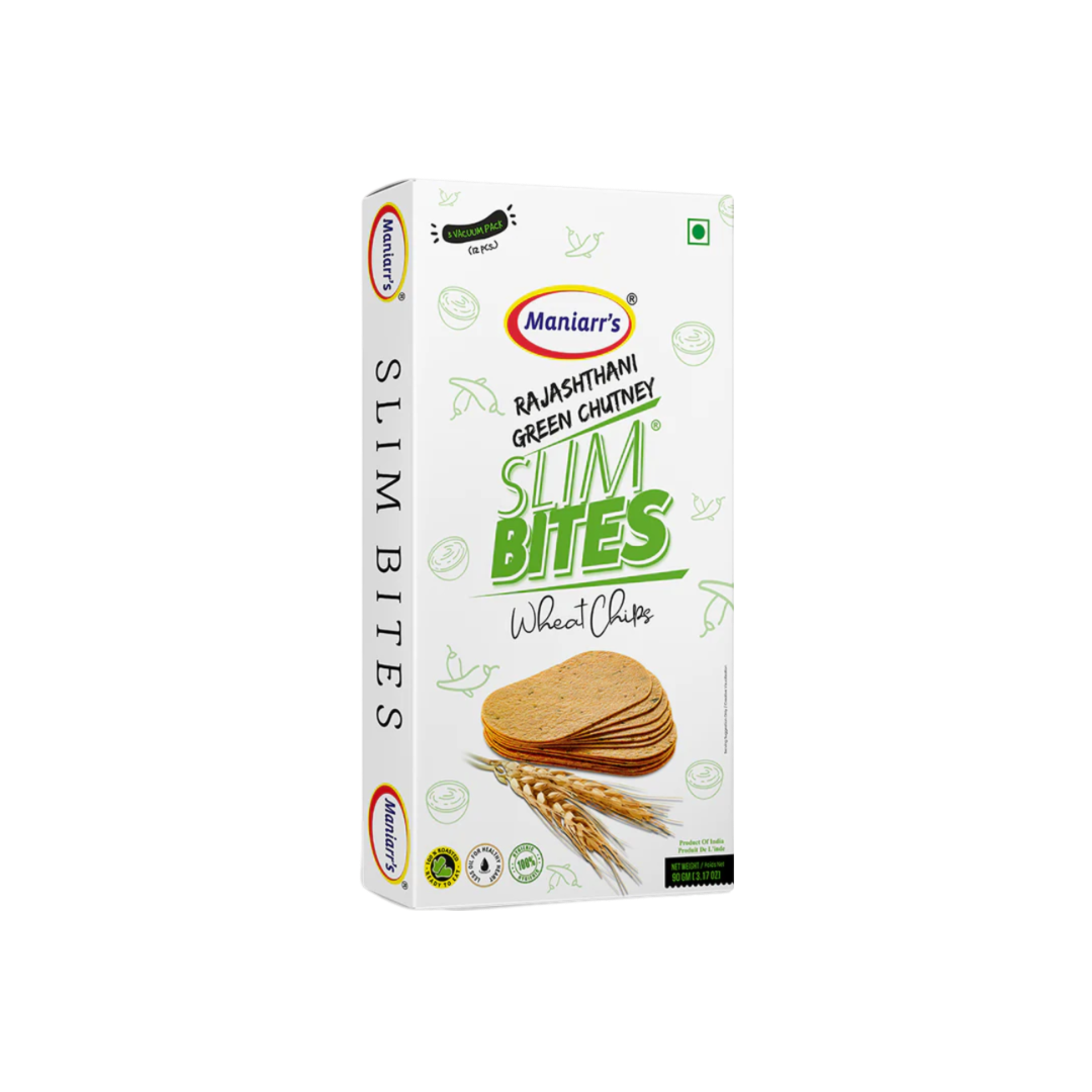 Maniarr's Sim Bites Wheat Chips Rajasthani Green Chutney 90g