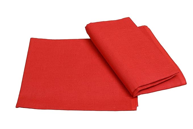 Navratri Special Cotton Red Pooja/puja ka kapda/Altar Cloth for Pooja Ghar God Idol Aasan Set of 2 (1.5 Meter)