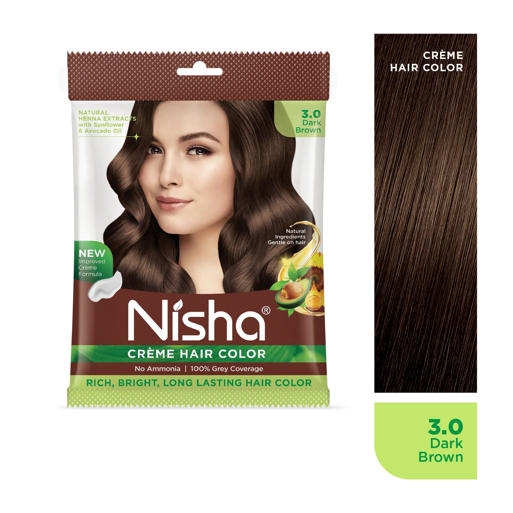 Nisha Creme Hair Color for Women - Dark Brown