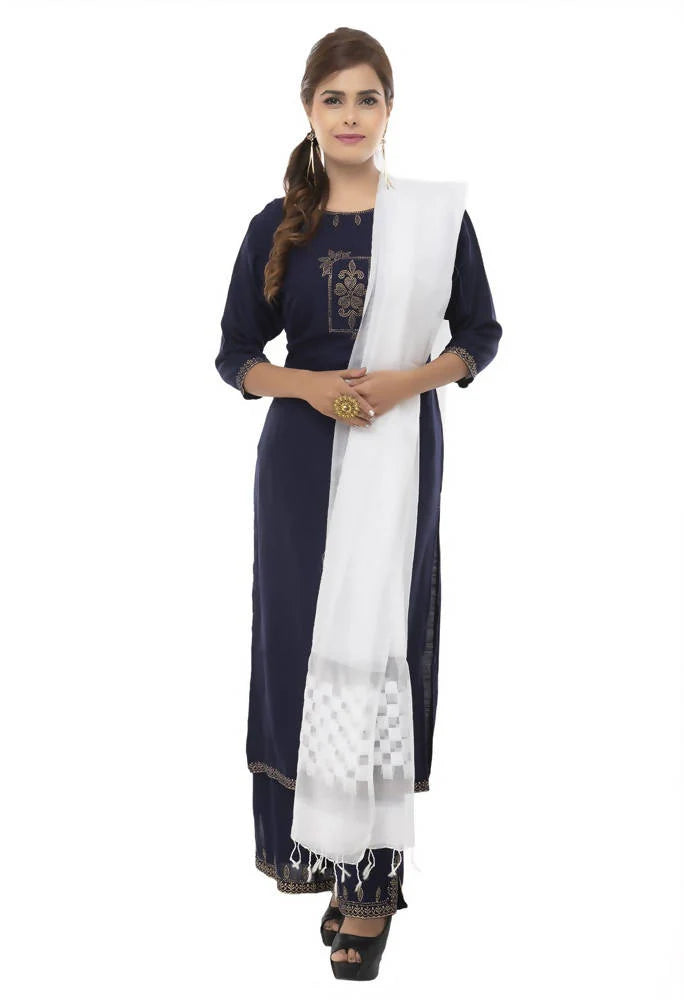 Mominos Fashion White Buta Cut Dupatta