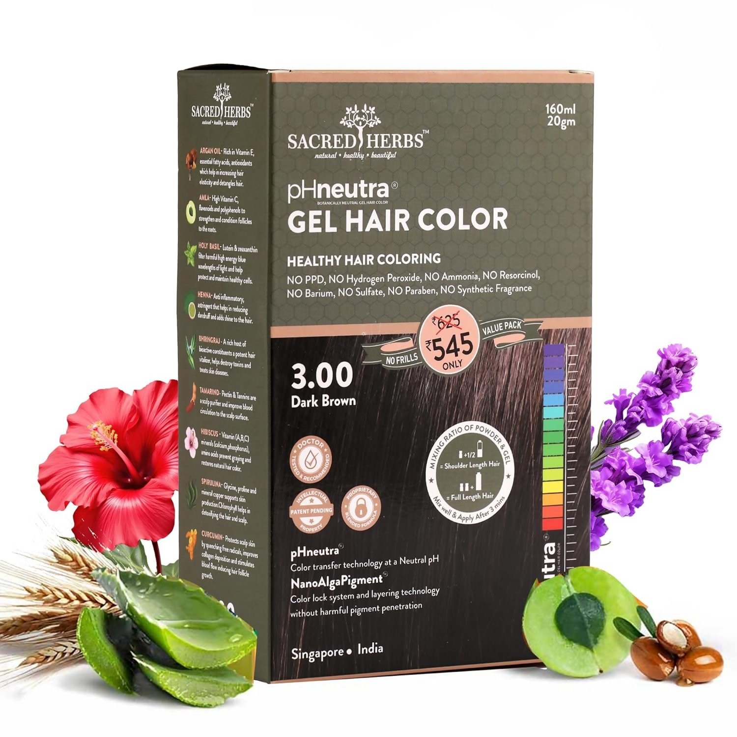 Sacred Herbs Ammonia & PPd Free Natural Organic Gel Dark Brown Hair Color For Men & Women