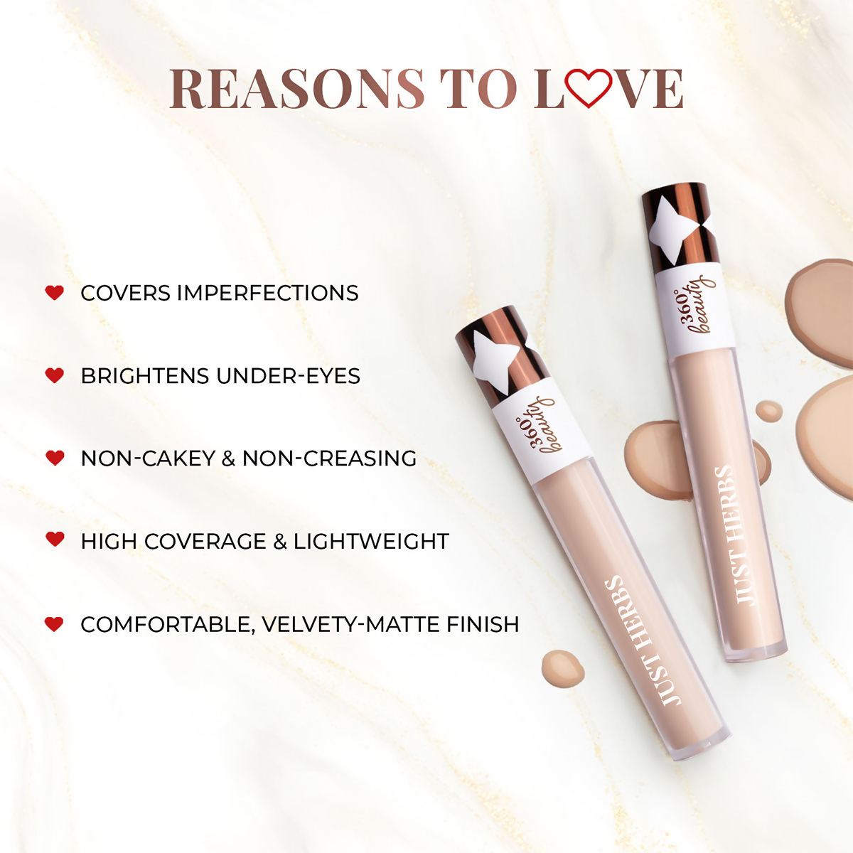 Just Herbs Full Cover Natural Filter Finish Concealer - Caramel