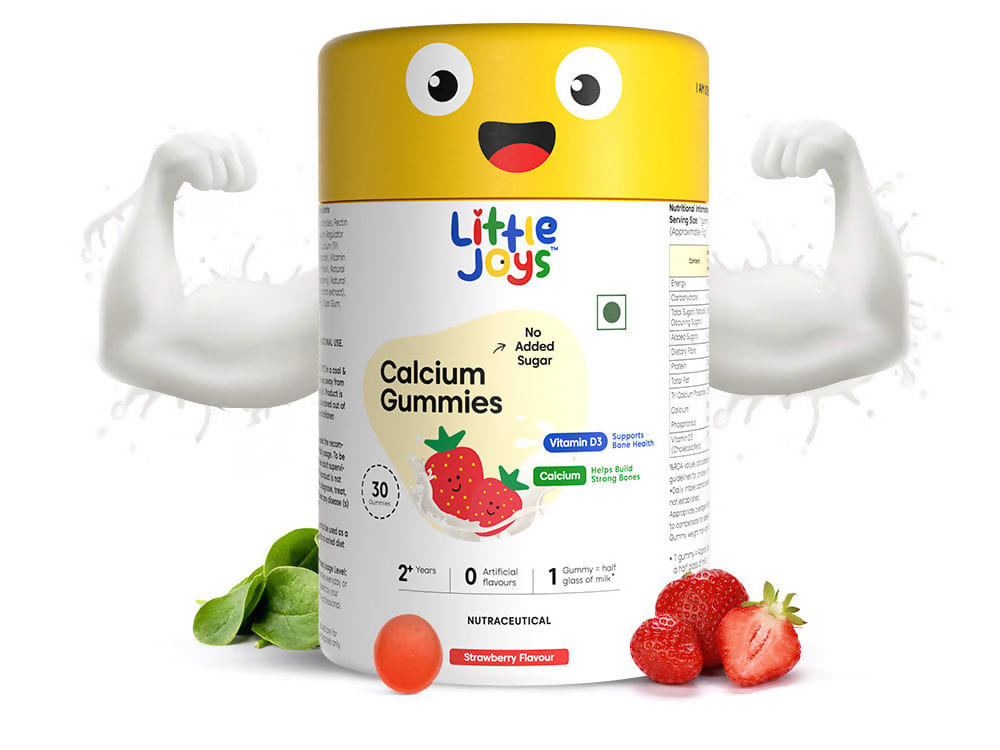 Little Joys Calcium & Vitamin D Gummies For Kids (2+ years) With Strawberry Flavour