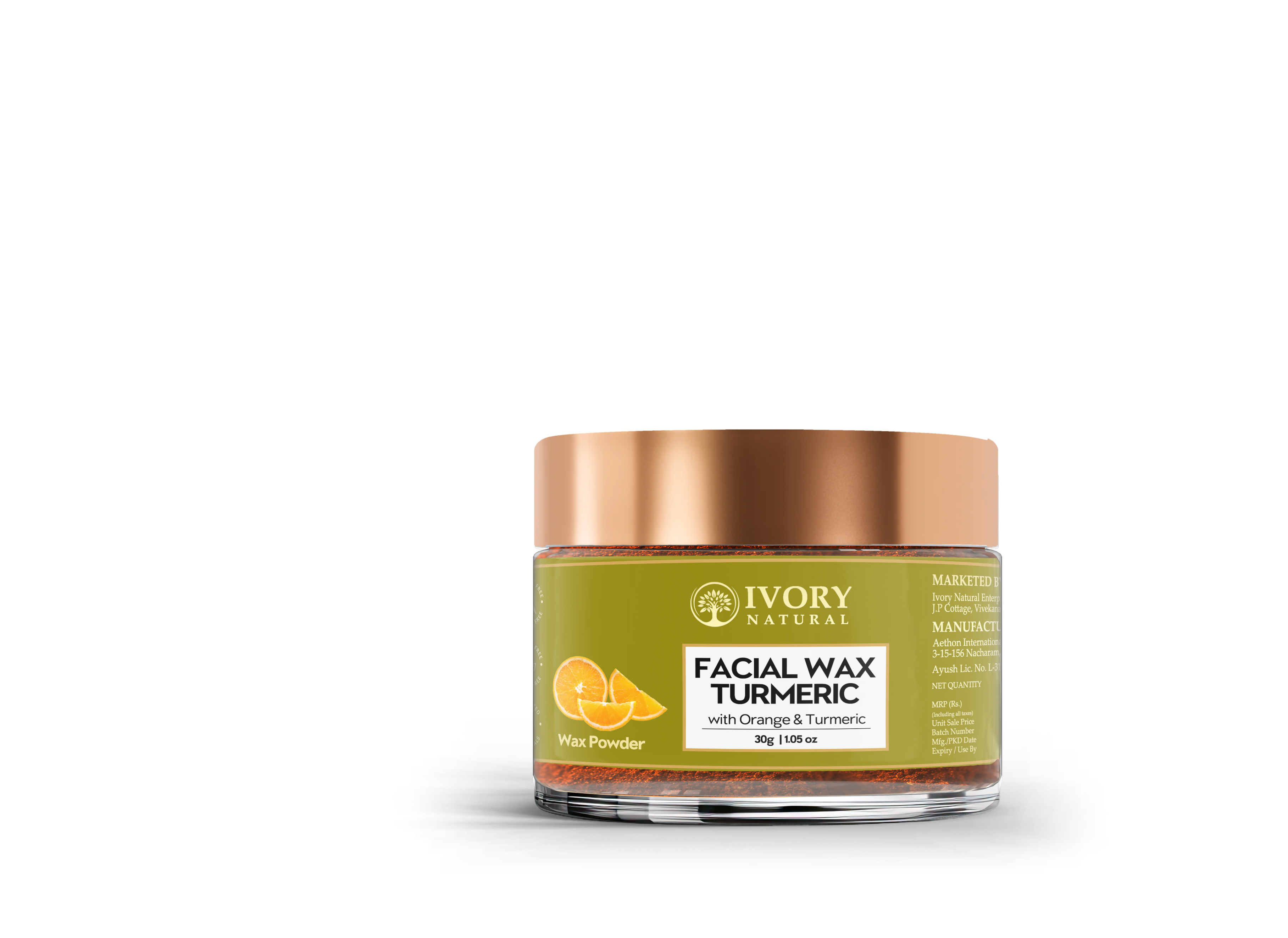 Ivory Natural Facial Wax Powder With Turmeric - Natural Facial Hair Removal Wax For Instant Skin Brightening