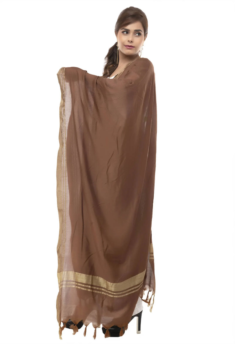 Mominos Fashion Moeza Slub Cotton Brown Dupatta