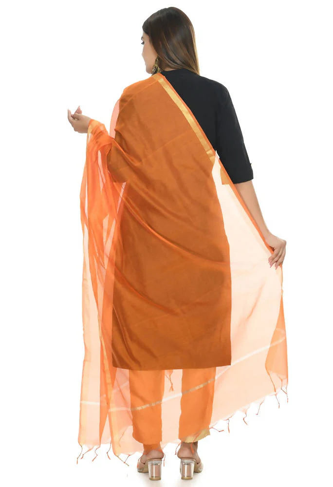 Mominos Fashion Orange Banarsi Piping Dupatta