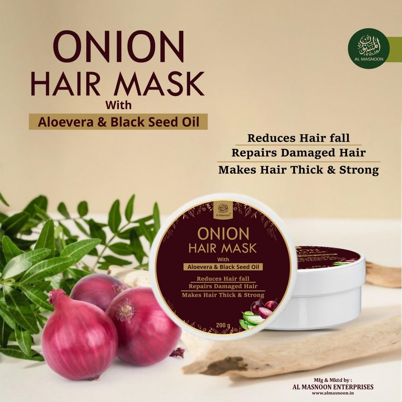 Al Masnoon Onion Hair Mask with Aloe Vera & Black Seed Oil