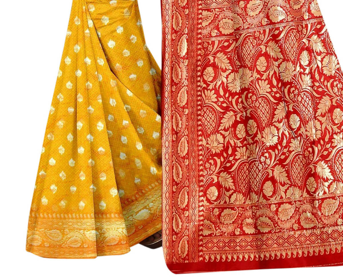 Vamika Mustard Weaving Banarasi Jacquard Saree