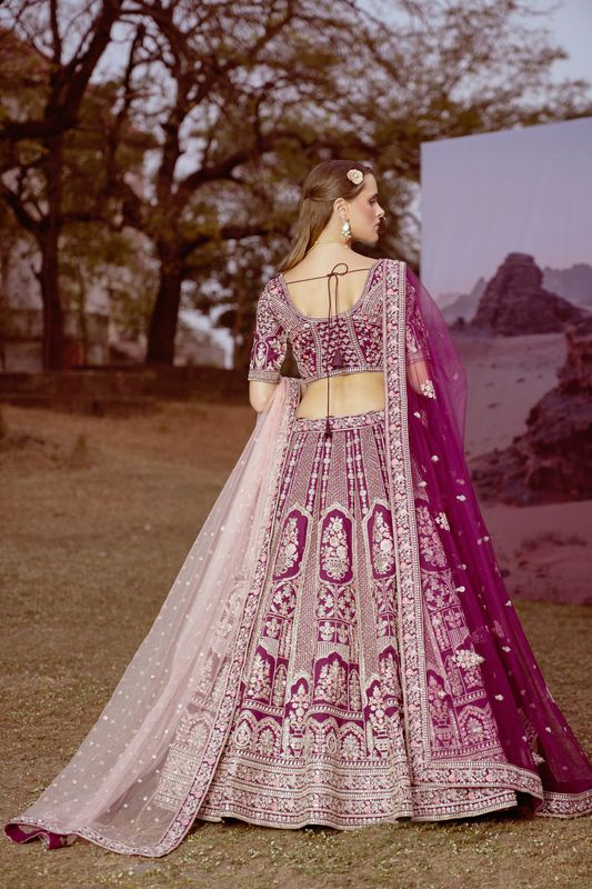 Aastha fashion Purple Slik lehanga blouse Sequinned Work