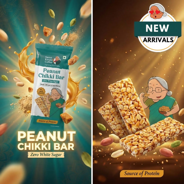 Sweet Karam Coffee Peanut Chikki Bar (Zero White Sugar)