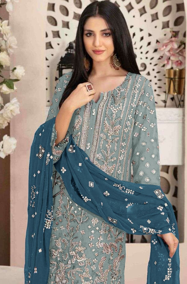 Aastha Sky Dupatta with Georgette Santoon kurti fabric