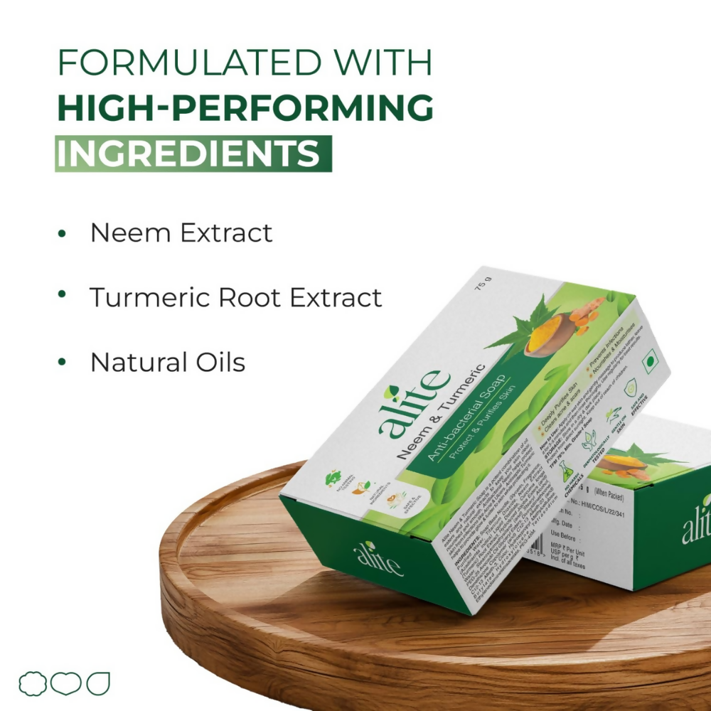 Alite Soap Trio Set,Anti-Acne Bar,Neem Aloe Vera,Neem Turmeric Bar for Men & Women