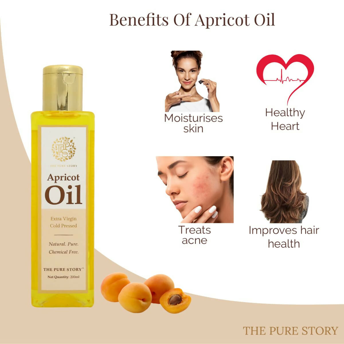 The Pure Story Natural Cold Pressed Apricot Hair Oil