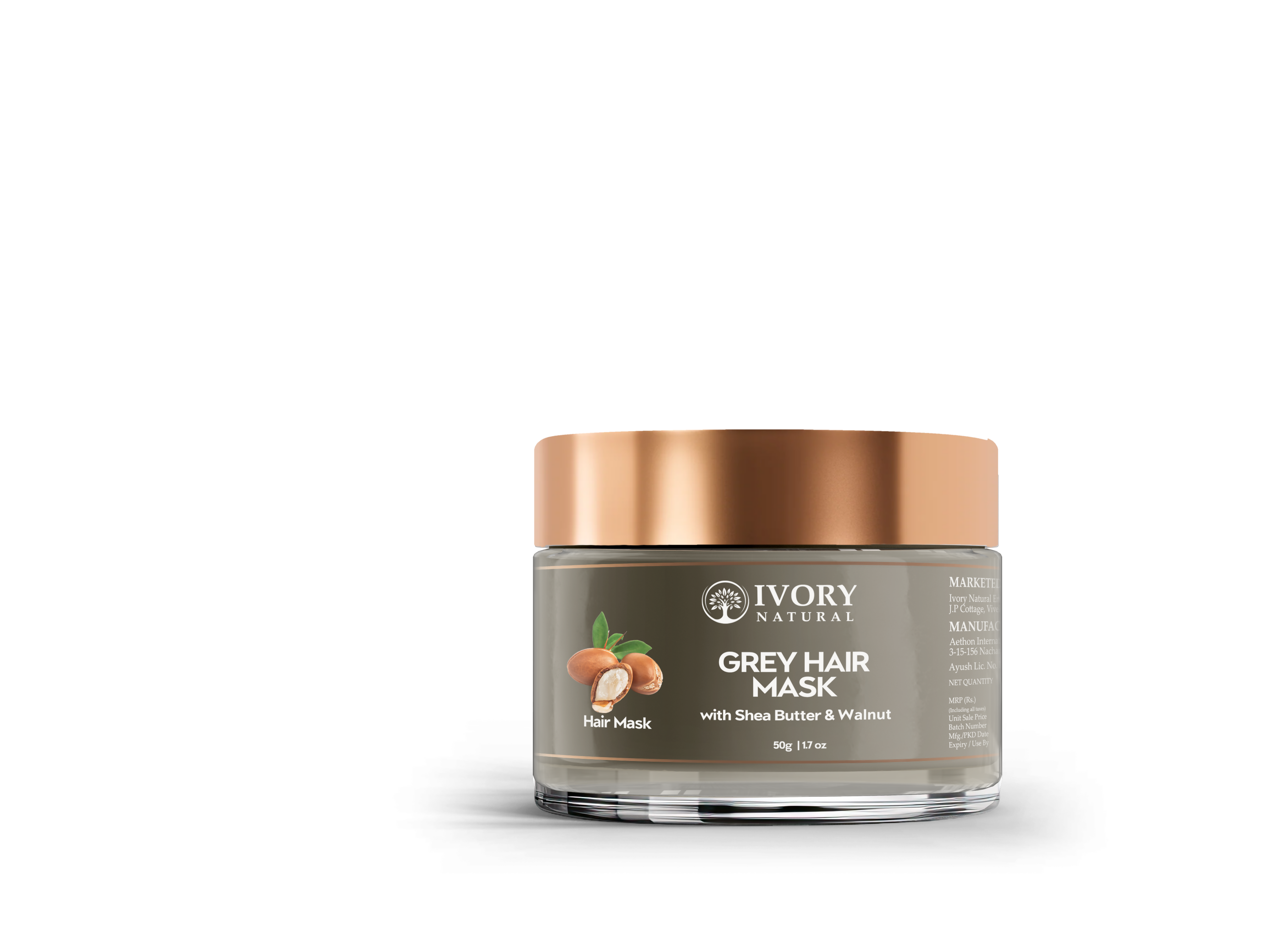 Ivory Natural Grey Mask For Hair - White To Black Hair Naturally For Both Men & Women