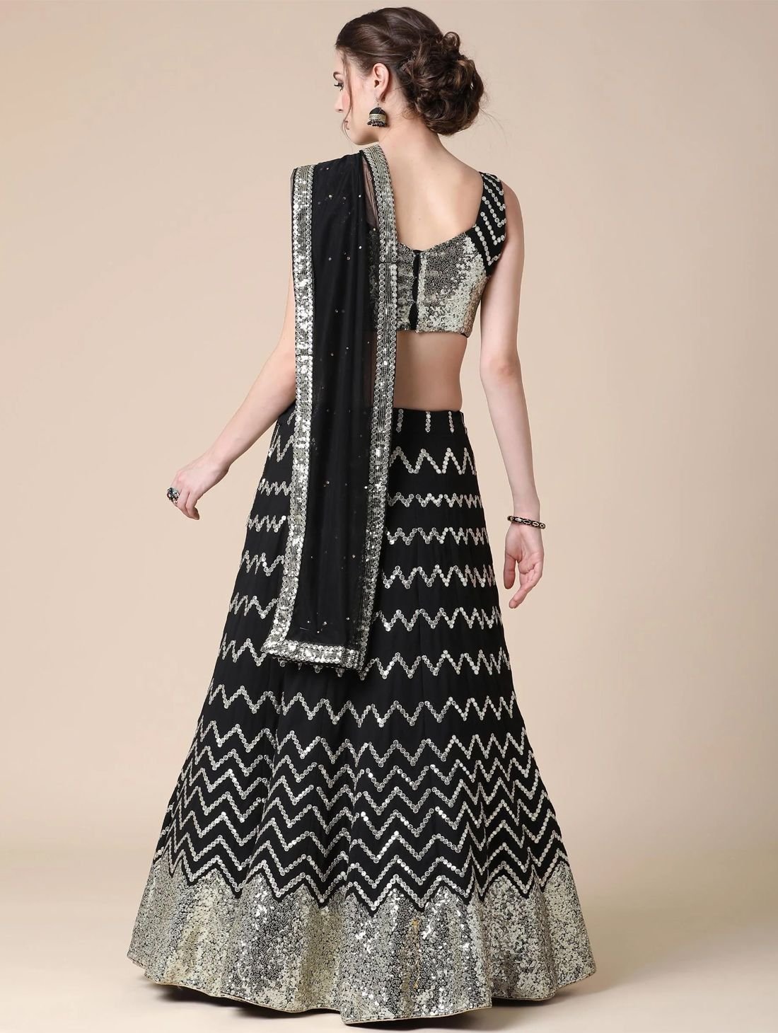 Aastha fashion Black Georgette lehanga blouse Embroidered work - Prithvi Mart