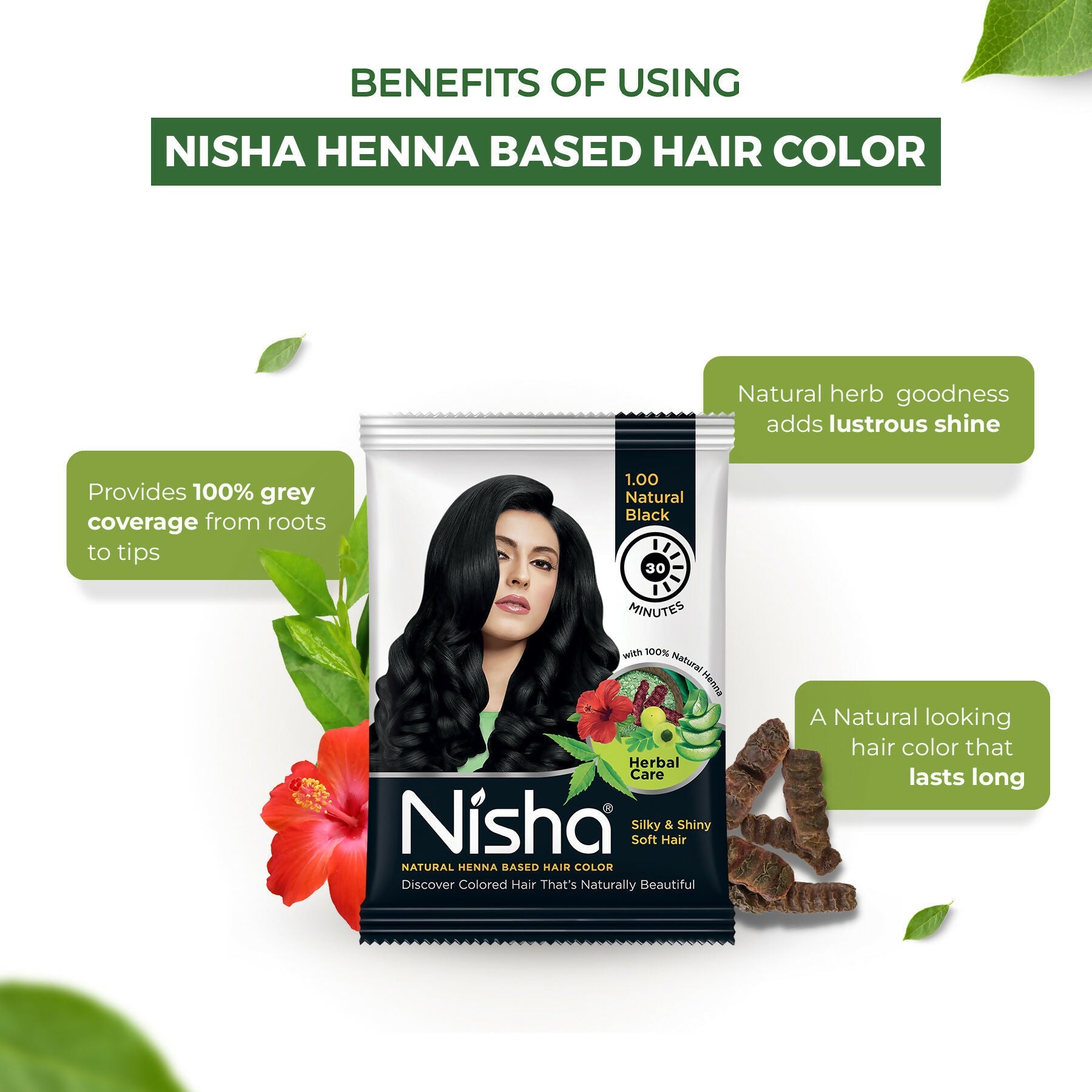 Nisha Henna Based Hair Colour For Women & Men Natural Black