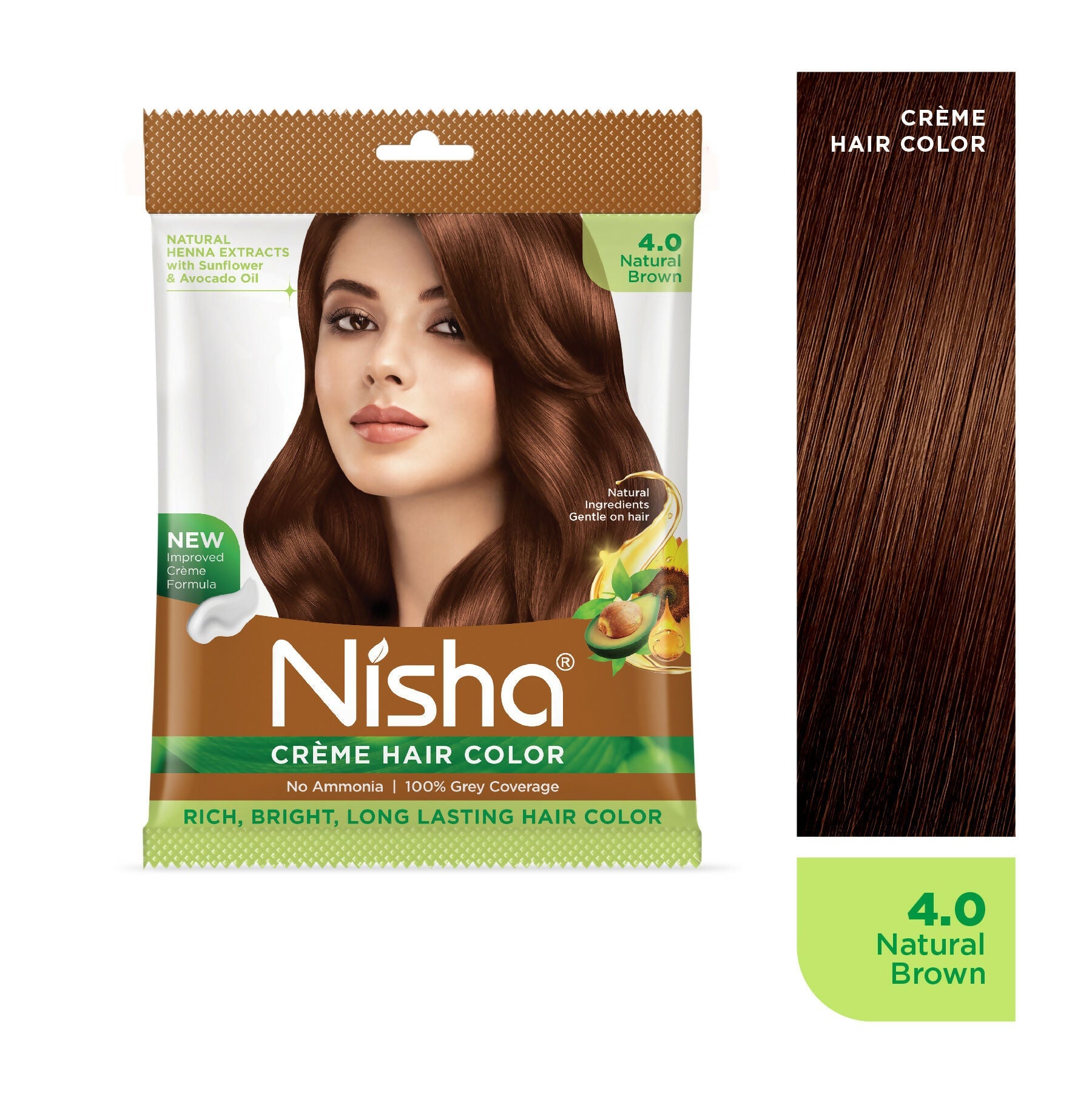 Nisha Creme Hair Color for Women - Natural Brown