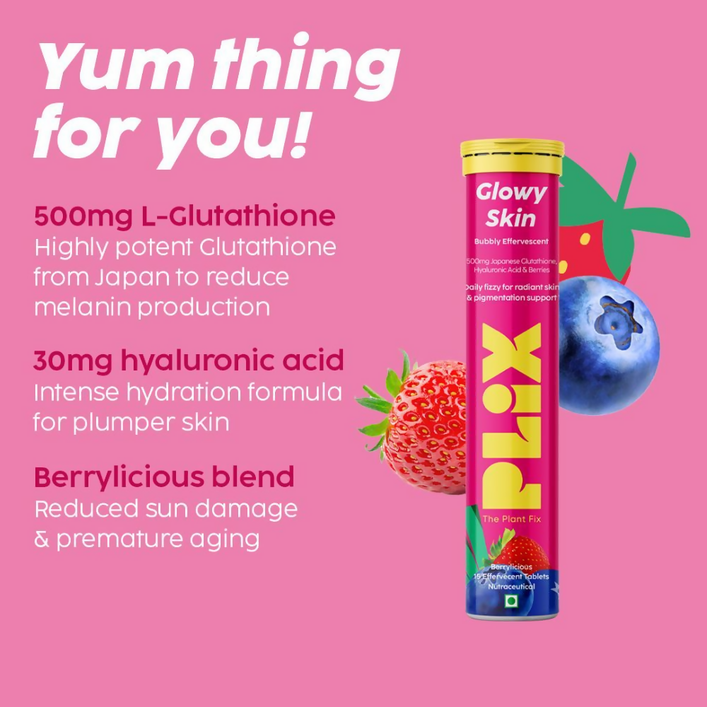 PLIX The Plant Fix Glutathione Skin Glow 15 Effervescent Tablets And Guava Serum