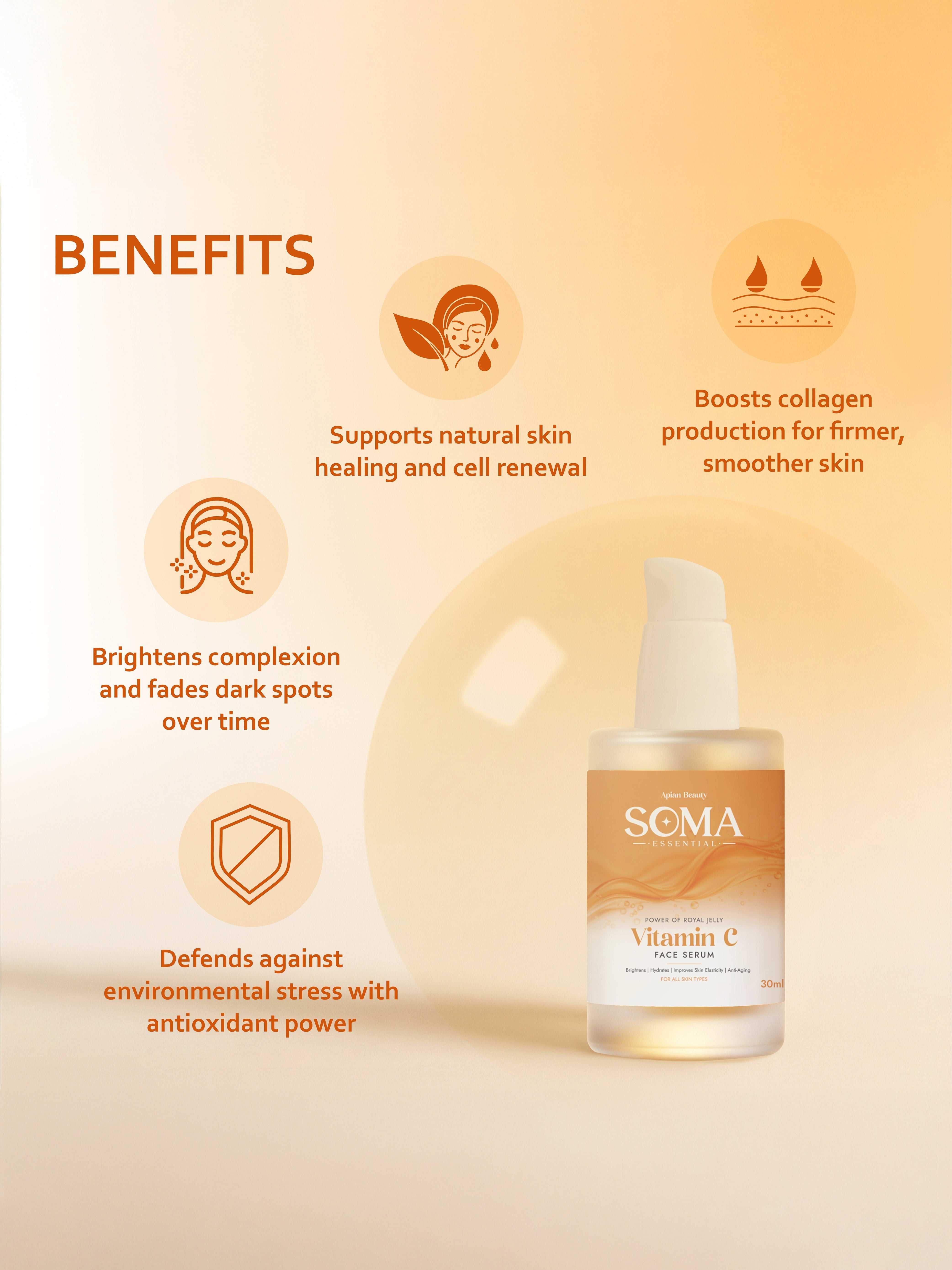Soma Essential Royal Jelly Protein Glow Vitamin C Serum For Dull, Uneven & Tired Skin