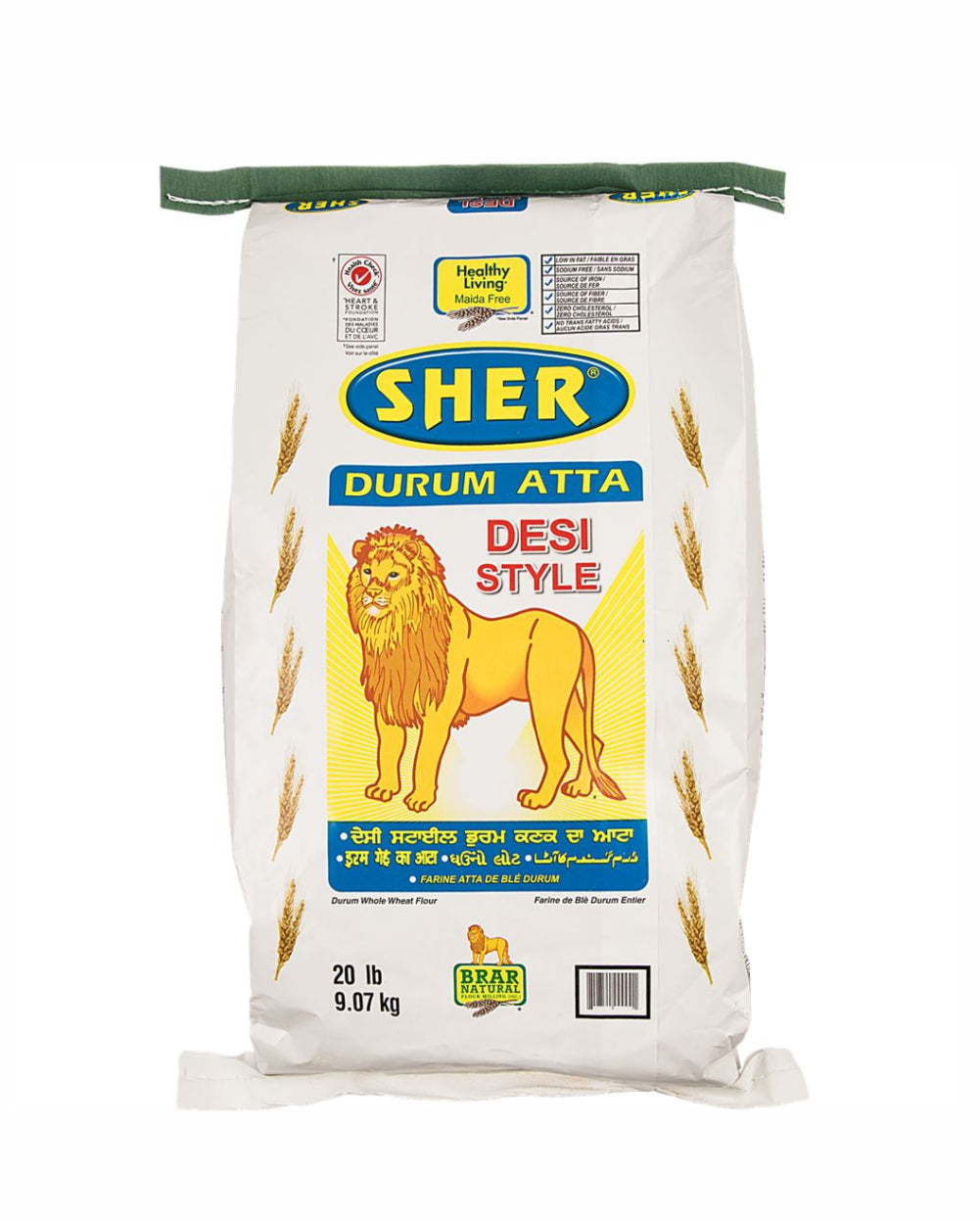 Sher Flour Durum Atta Desi Style 9.07kg (20lb)