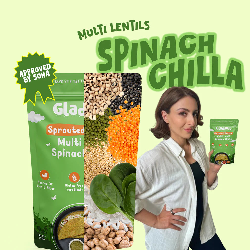 Gladful Spinach Chilla with Sproted Lentils Instant Mix