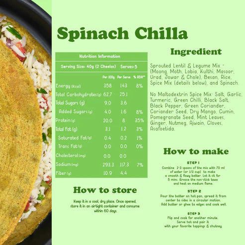 Gladful Spinach Chilla and Betroot Chilla Instant Mix - Pack of 2