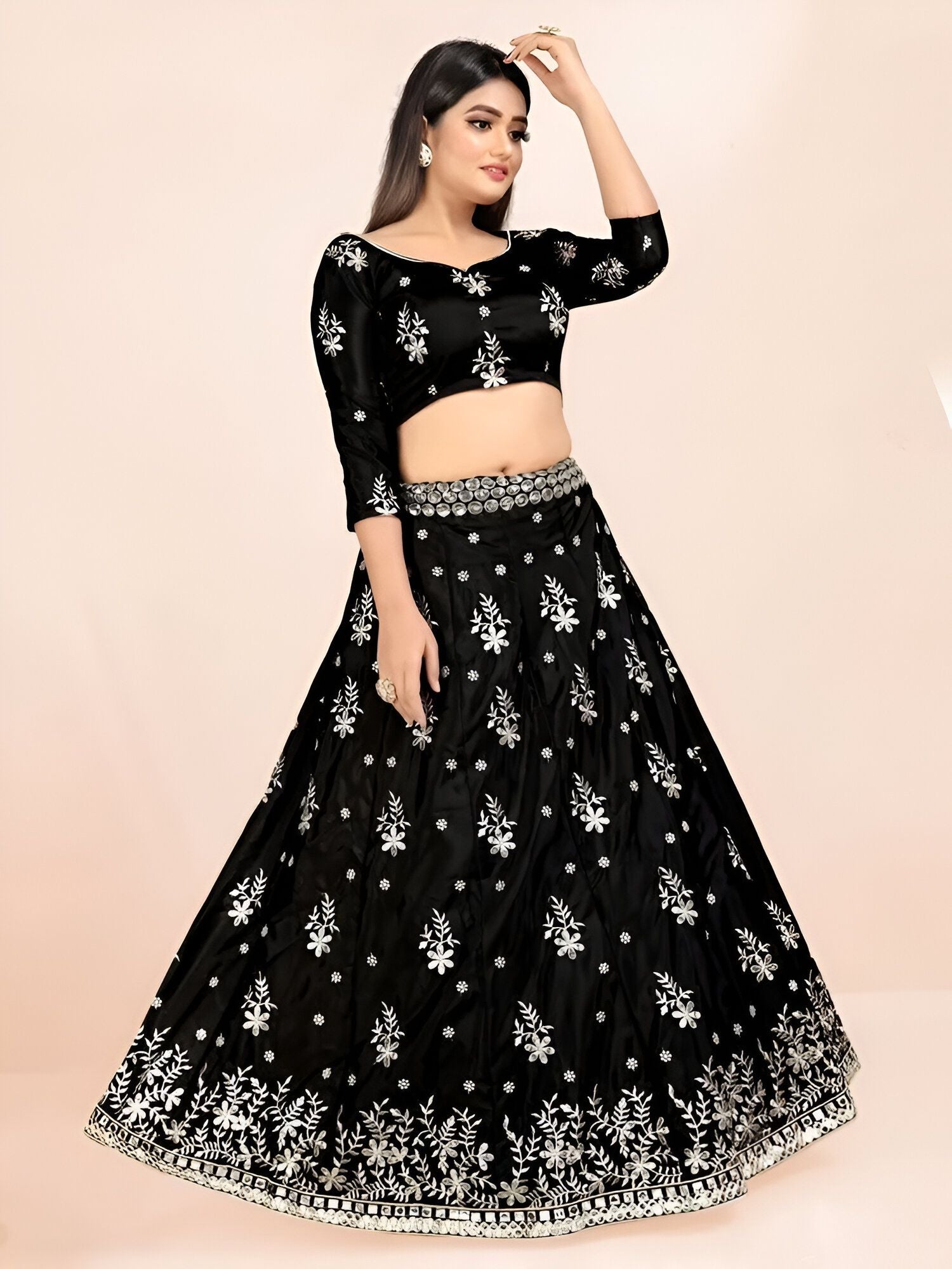 Aastha fashion off black Lehenga Choli with faux georgette blouse fabric