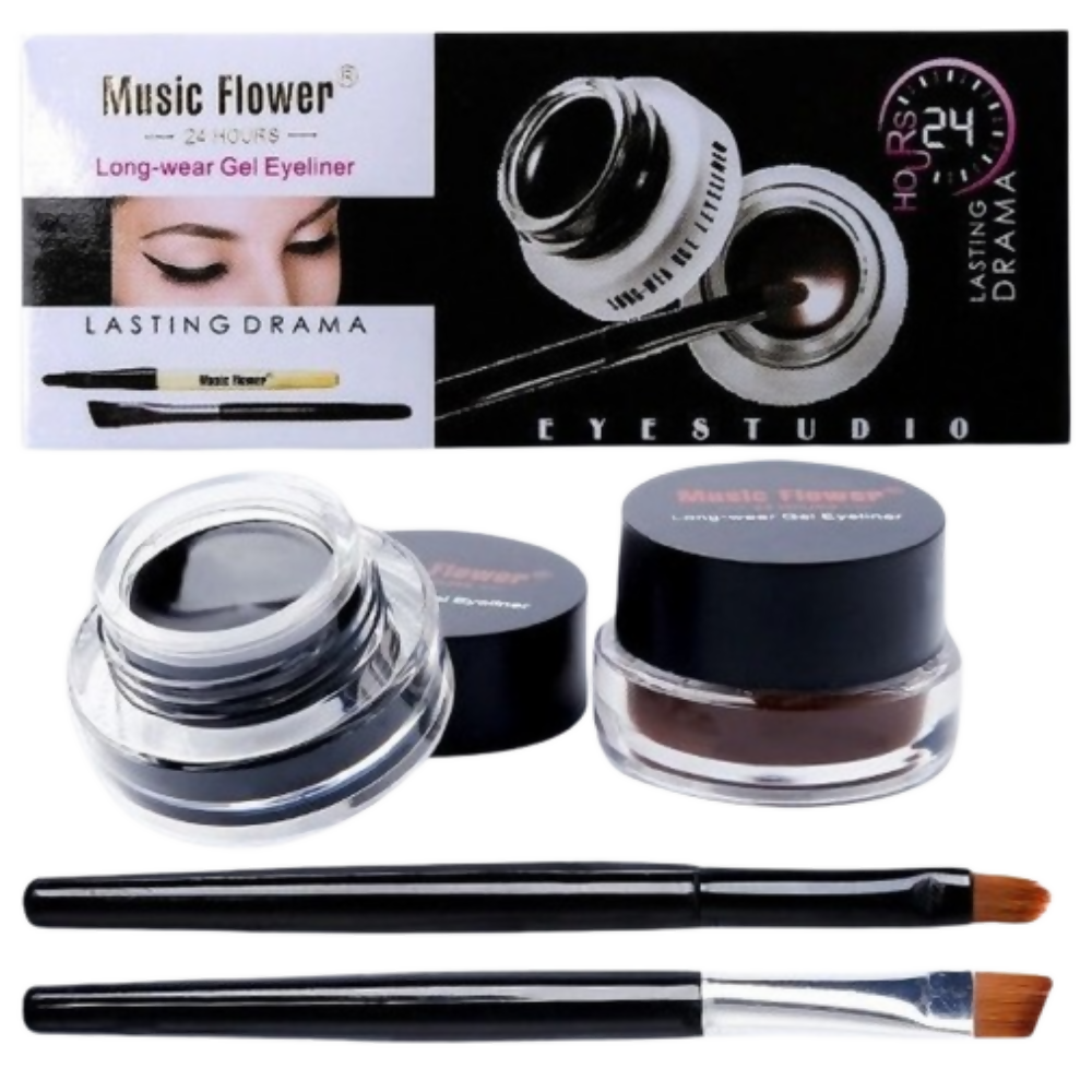Music Flower Black Brown Smudge Proof Gel Eyeliner