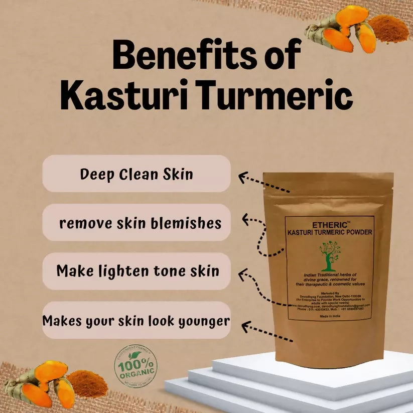 Etheric Wild Kasturi Turmeric Powder for Skin Care & Whitening