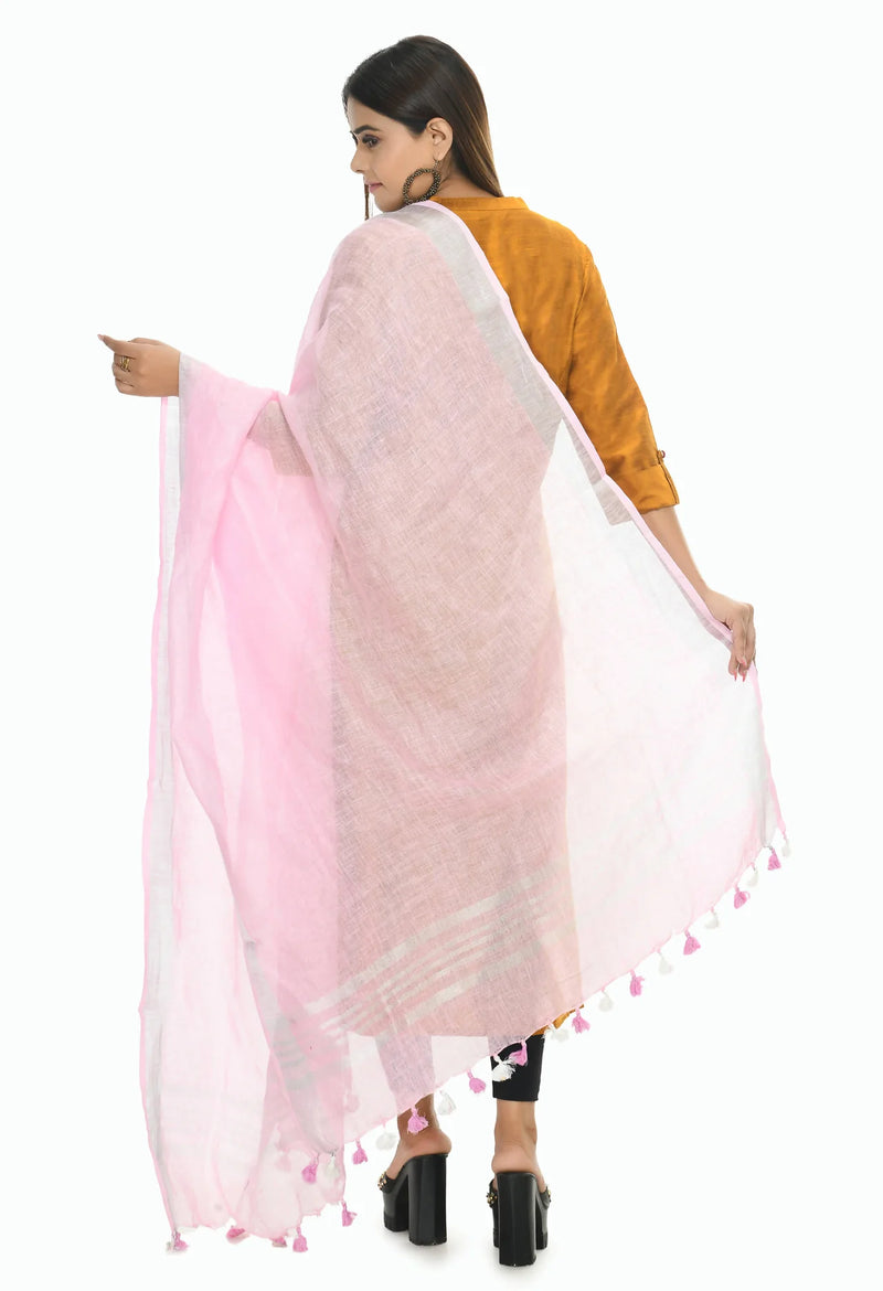 Mominos Fashion Moeza Linen Baby Pink Dupatta