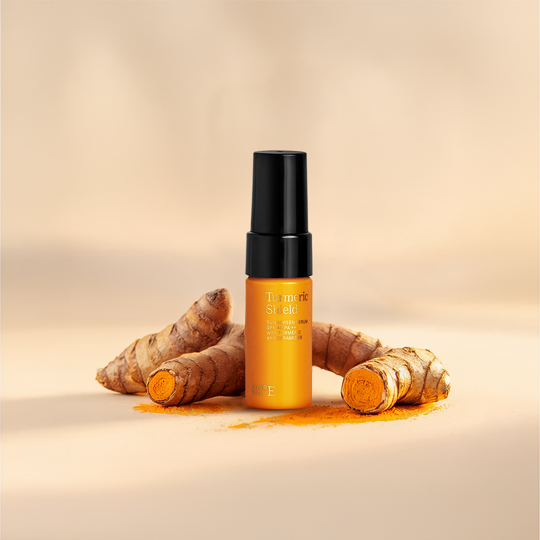 82°E By Deepika Padukone Turmeric Shield SPF 40 PA+++ Soothing Sunscreen Serum With Turmeric and Ceramides