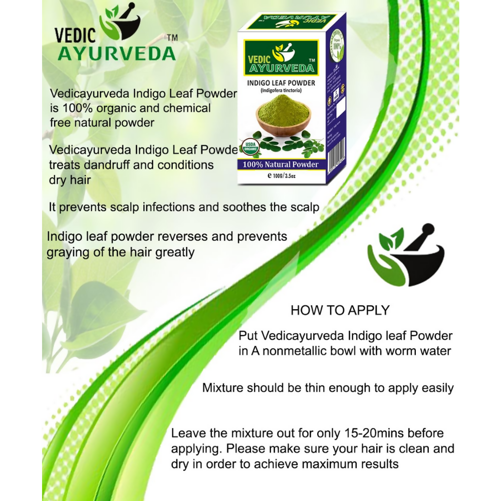 VedicAyurveda Pure Organic & Natural Indigo, Shikakai & Heena Powder