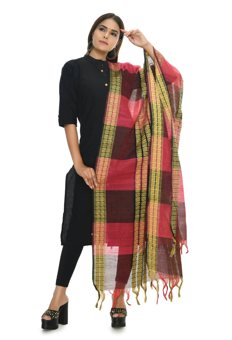 Mominos Fashion Moeza Handloom Cotton Rani Tone Dupatta