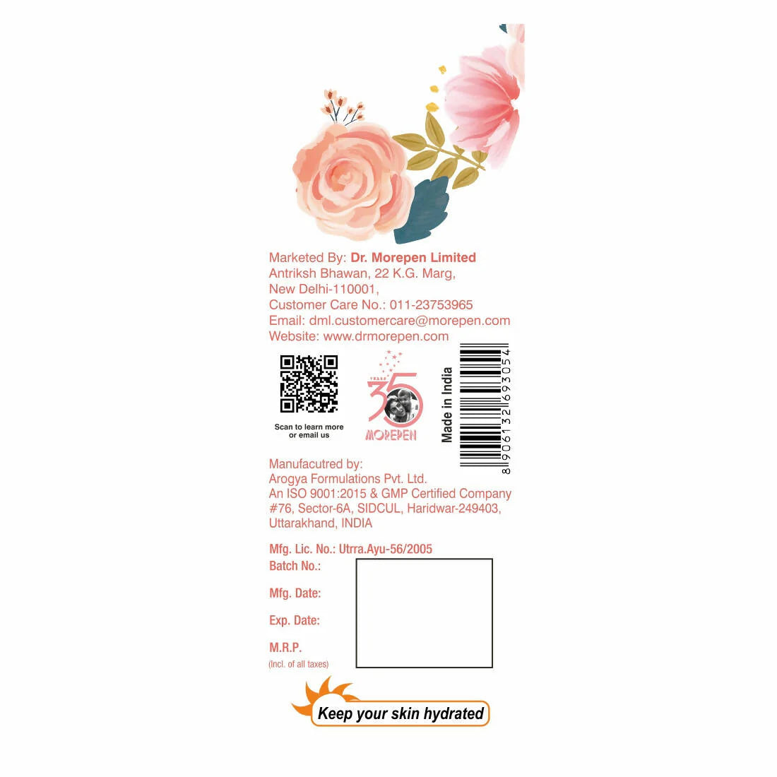 Dr. Morepen Pure & Natural Rose Water -120 ml