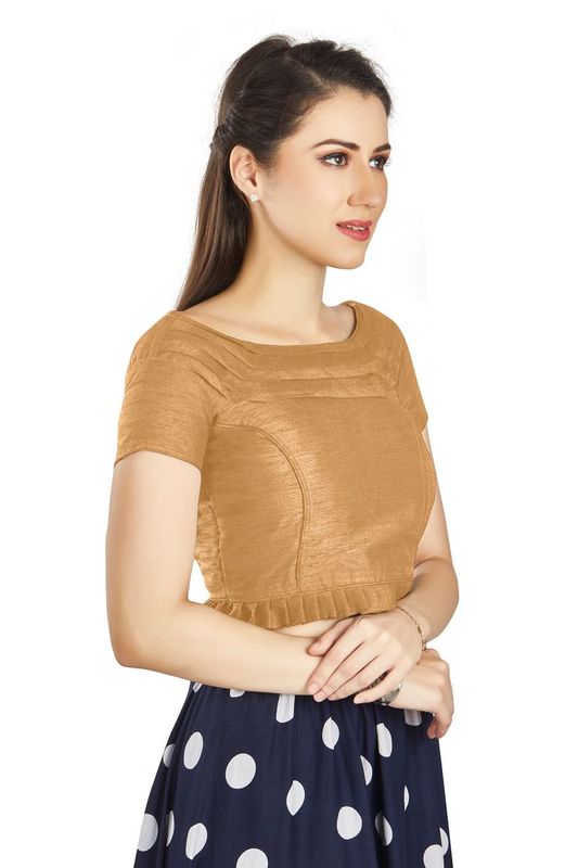 Aastha fashion Beige Art Sleek Pleated Neck Blouse Work Princece Blouse