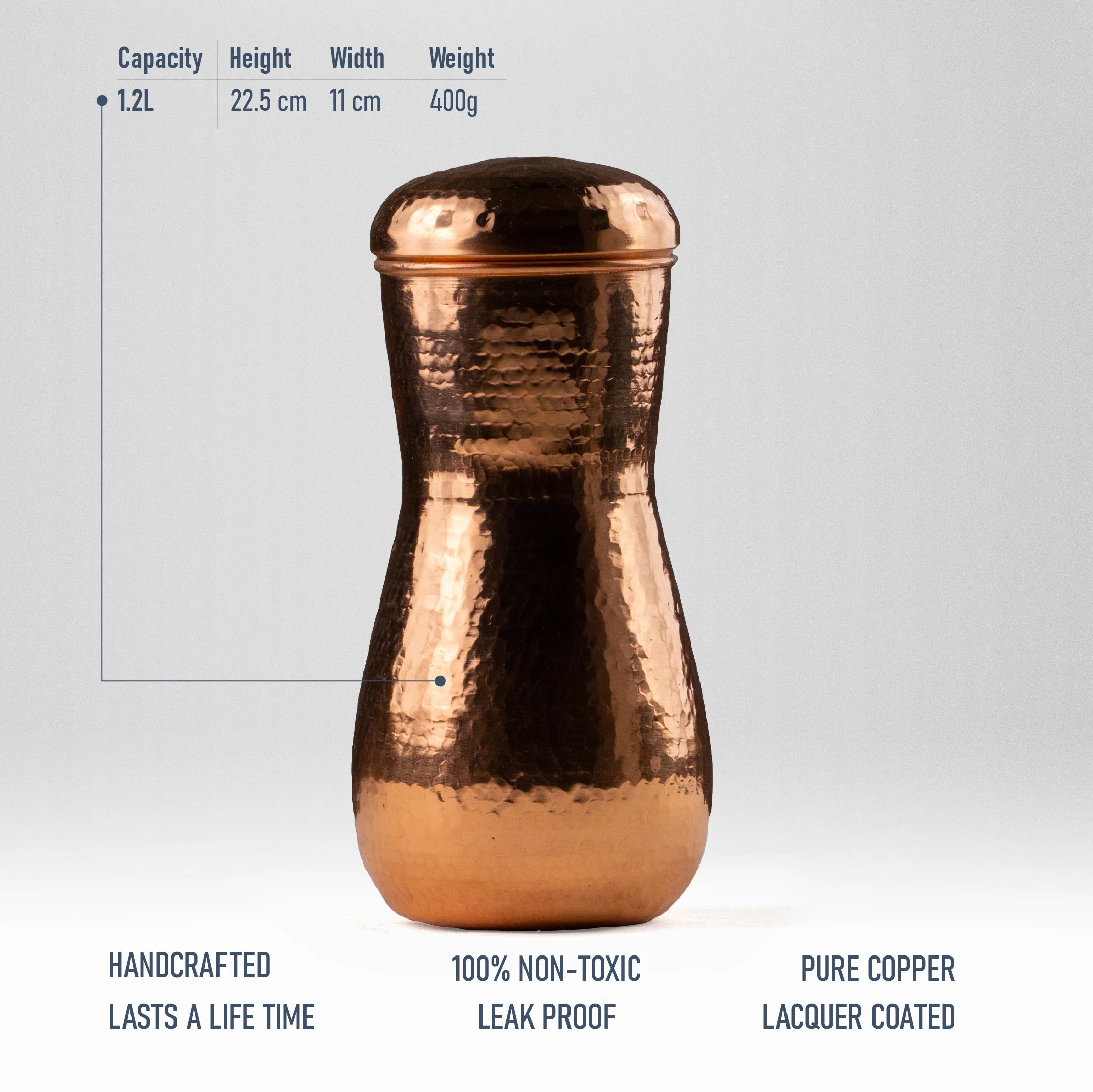 Health Smith Pure Copper Marina Jar Vintage for Water | Copper Utensil for Water