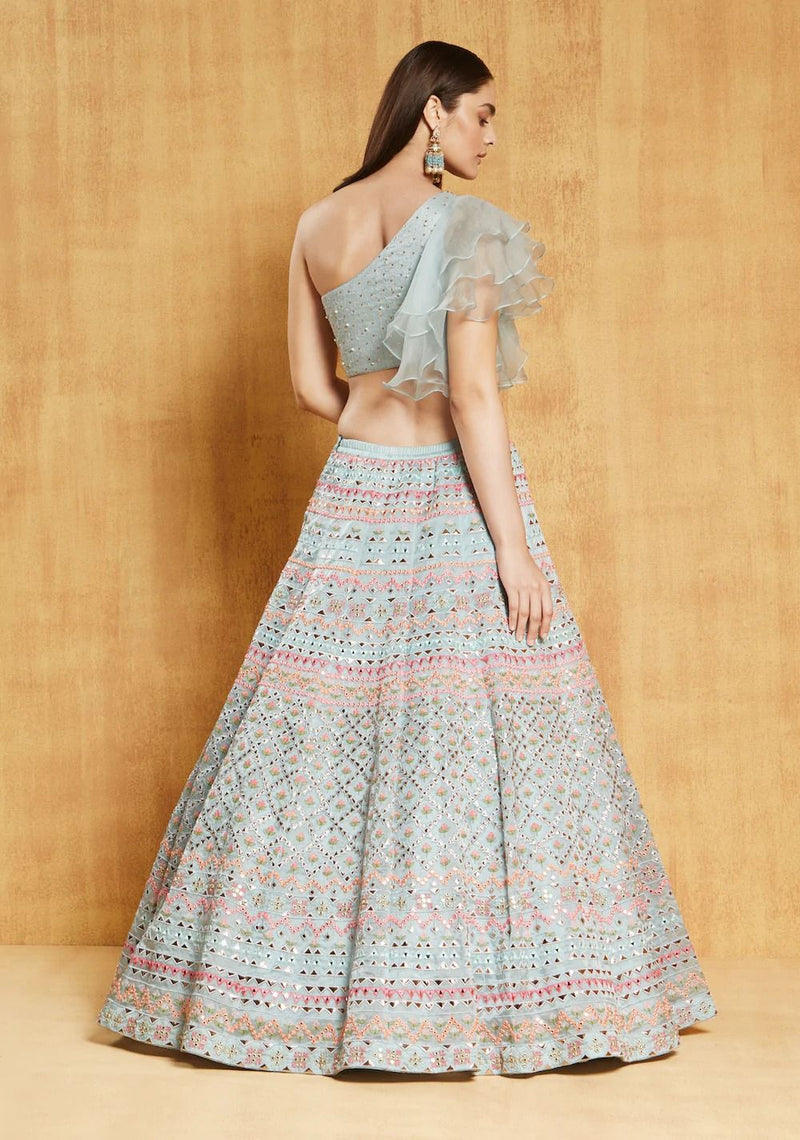 Aastha fashion Off White Foux Georgette lehanga blouse Embroidery Work