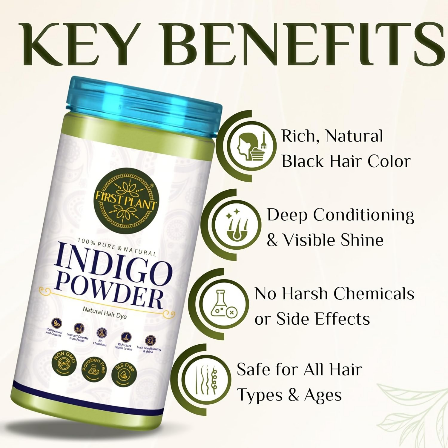 First Plant Organic Indigo Powder For Black Hair