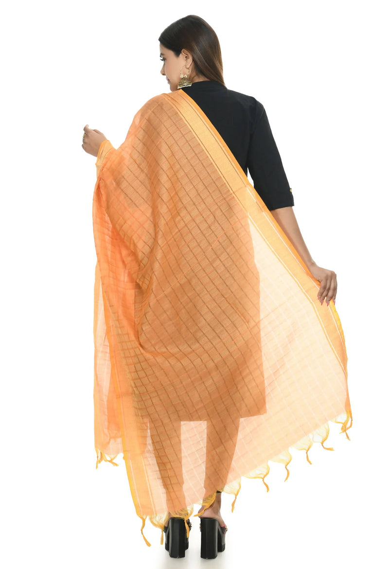 Mominos Fashion Moeza Handloom Cotton Light Orange Dupatta