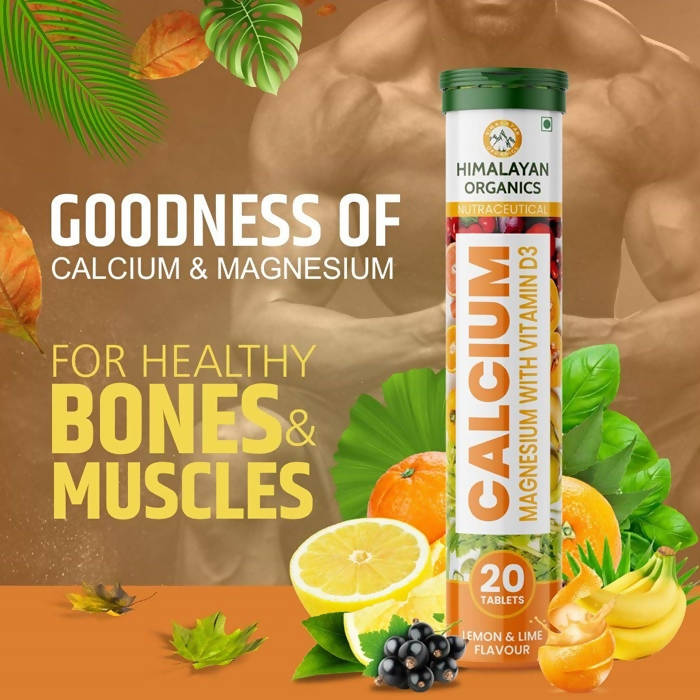 Himalayan Organics Calcium, Magnesium With Vitamin D3 Lemon & Lime Flavour Tablets