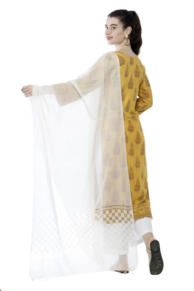 Mominos Fashion Off White Buta Cut Dupatta