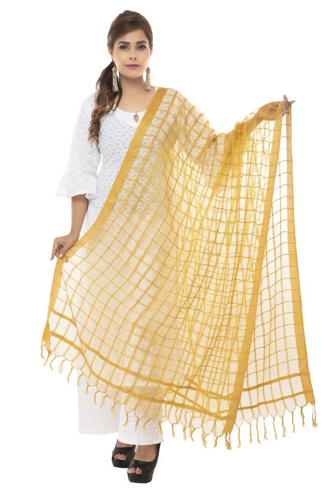 Mominos Fashion Golden Cotton Square Dupatta